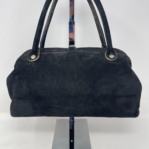 Circle Y Sibyls Collection Western Satchel Black Suede Leather Silver Buckle NFR - Picture 4 of 10